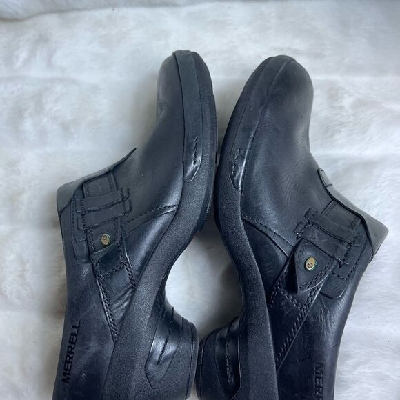 Merrell Womens Black Leather  Clogs Comfort Shoes Size 9 - Picture 7 of 10